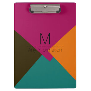 Porte-bloc Monogramme de Motif géométrique rétro-coloré #8
