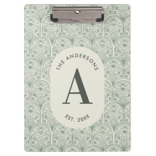 Porte-bloc Monogramme de nom de famille personnalisé Vert sau