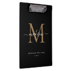 Monogramme d'or noir moderne Nom de script élégant