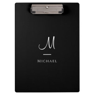 Porte-bloc Monogramme Elegant noir Modèle blanc