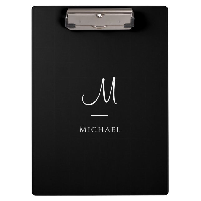 Porte-bloc Monogramme Elegant noir Modèle blanc (Devant)