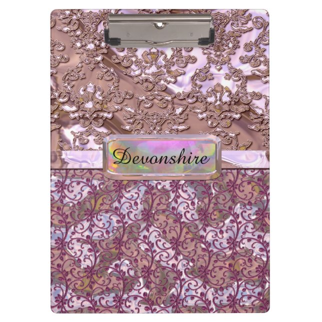 Porte-bloc Monogramme Élégant Rose français rose Flux (Devant)