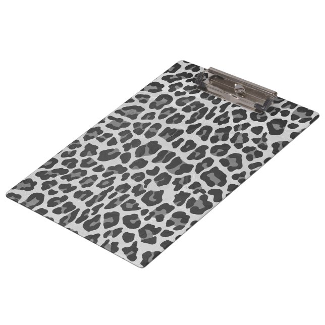 Porte-bloc Monogramme Empreinte de léopard noir et blanc (Incliné)