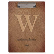 Monogramme en cuir marron rustique stylisé nom de 