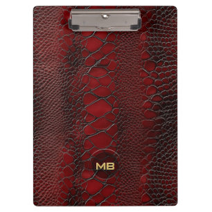 Porte-bloc Monogramme en cuir rouge Snakeskin imprimé