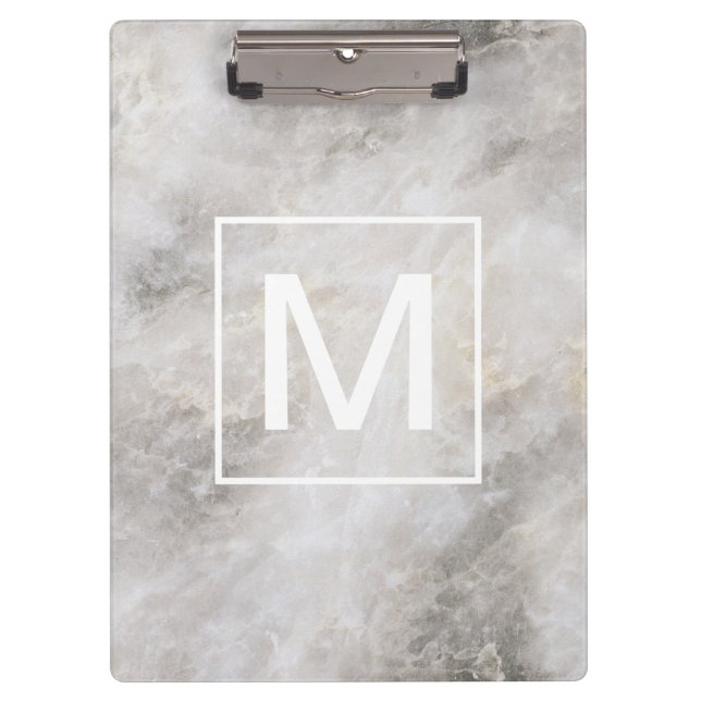 Porte-bloc Monogramme en marbre gris tendance (Devant)