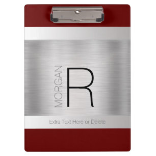 Porte-bloc Monogramme et nom Gris noir Rouge profond Argent b