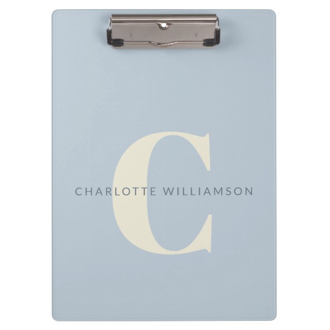 Porte-bloc Monogramme et nom personnalisés simples en bleu (Devant)