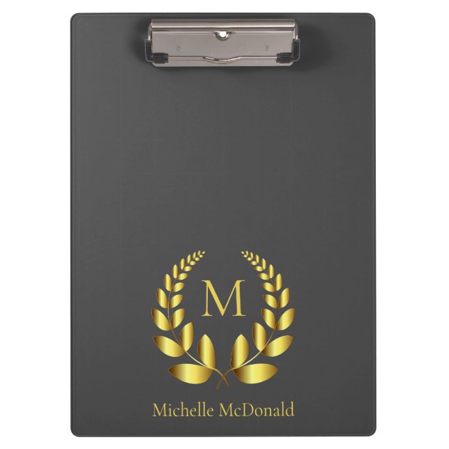 Porte-bloc Monogramme Golden Laurel Wreath (Devant)