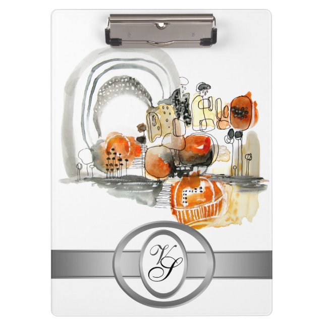 Porte-bloc Monogramme moderne Abstraction Noir et rouge (Devant)