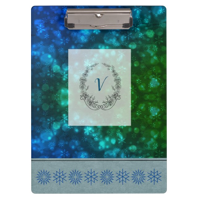 Porte-bloc Monogramme Moderne et élégant Flammes de neige d'h (Devant)