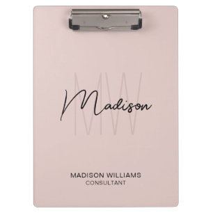 Porte-bloc Monogramme moderne Logo Blush Pink Consultant