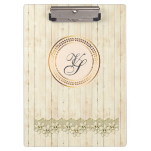 Porte-bloc Monogramme moderne Motif antique Bois Vintage