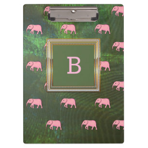 Porte-bloc Monogramme Moderne Motif élégant Eléphants Vert
