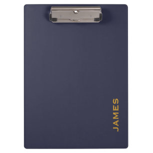 Porte-bloc Monogramme moderne Personnalisé Bleu et Or