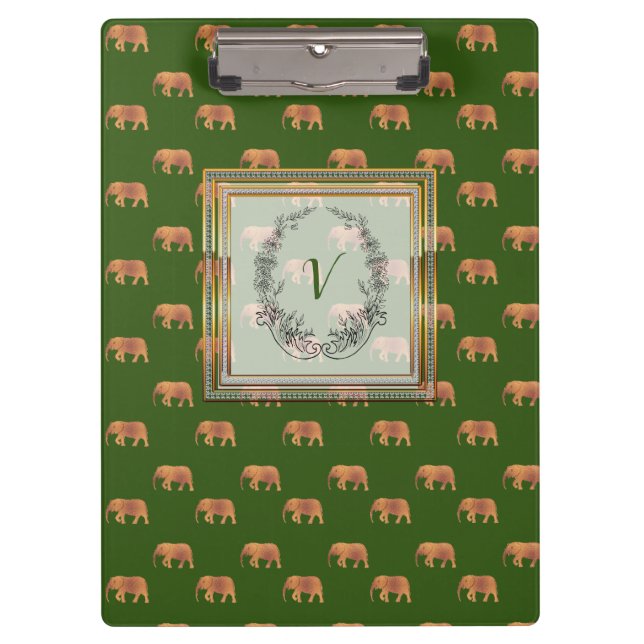 Porte-bloc Monogramme Motif éléphants modernes élégants (Devant)