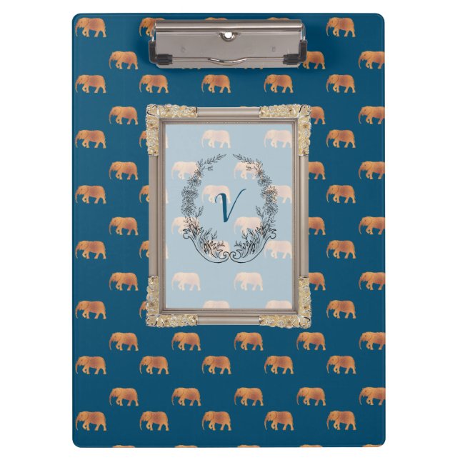 Porte-bloc Monogramme Motif éléphants modernes élégants (Devant)