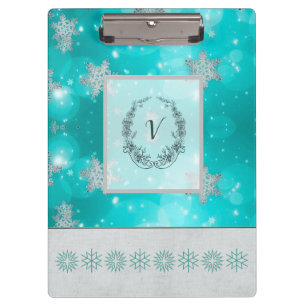 Porte-bloc Monogramme Motif moderne et élégant Snowflakes hiv