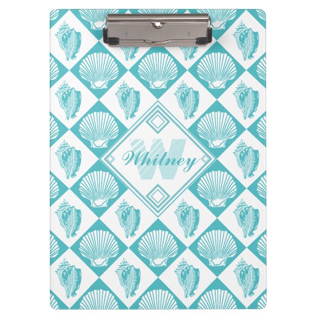 Porte-bloc Monogramme nautique de plage de diamant bleu de (Devant)
