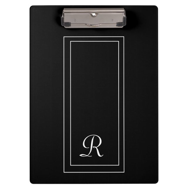 Porte-bloc Monogramme noir et blanc simple (Devant)