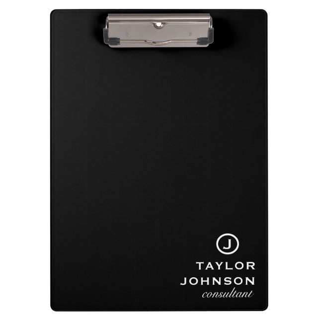 Porte-bloc Monogramme noir et blanc simple et moderne initial (Devant)