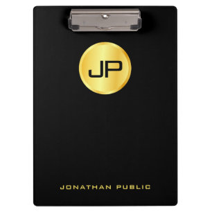 Porte-bloc Monogramme noir et or Modèle élégant moderne