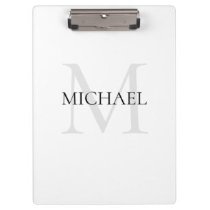 Porte-bloc Monogramme personnalisé et nom blanc