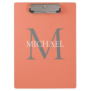 Porte-bloc Monogramme personnalisé et nom rose clair