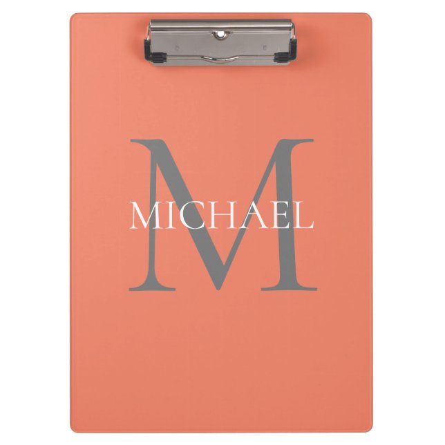 Porte-bloc Monogramme personnalisé et nom rose clair (Devant)