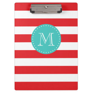 Porte-bloc Monogramme personnalisé Gras rouge et turquoise