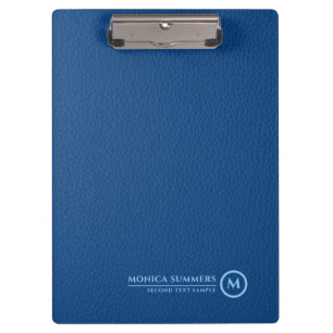 Porte-bloc Monogramme personnalisé minimaliste en cuir bleu