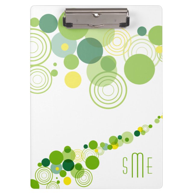 Porte-bloc Monogramme Personnalisé moderne Motif Cercle vert (Devant)