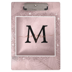Porte-bloc Monogramme rose Parties scintillant or