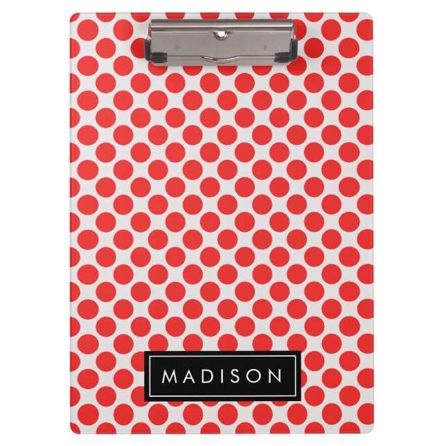 Porte-bloc Monogramme rouge et blanc des grands Pois (Devant)