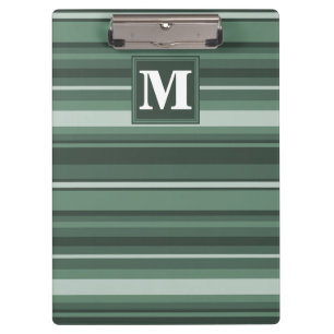 Porte-bloc Monogramme sauge bandes vertes