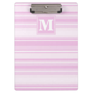 Porte-bloc Monogrammes à rayures roses pour bébé