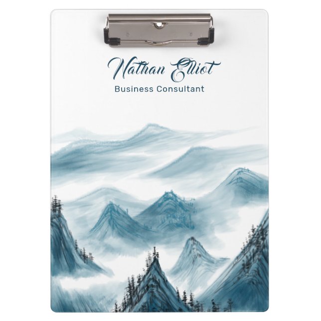 Porte-bloc Monts Paysage Peinture Citation Ajouter Votre Nom (Devant)