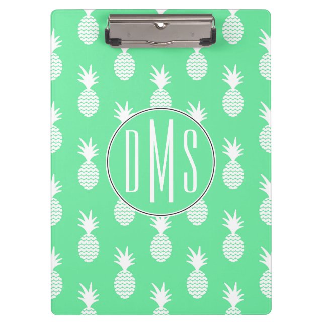 Porte-bloc Motif à la menthe d'ananas| Monogramme (Devant)