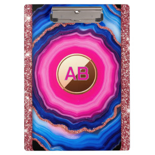 Porte-bloc Motif Abstrait d'Agate Vibrant avec Paillettes