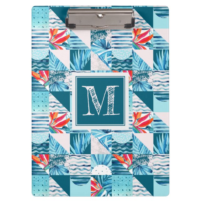 Porte-bloc Motif abstrait géométrique turquoise tropical (Devant)