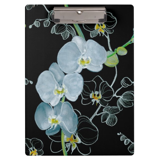 Porte-bloc Motif blanc d'orchidées d'aquarelle (Devant)