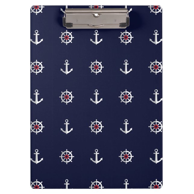 Porte-bloc Motif blanc et bleu rouge d'Ancre (Devant)