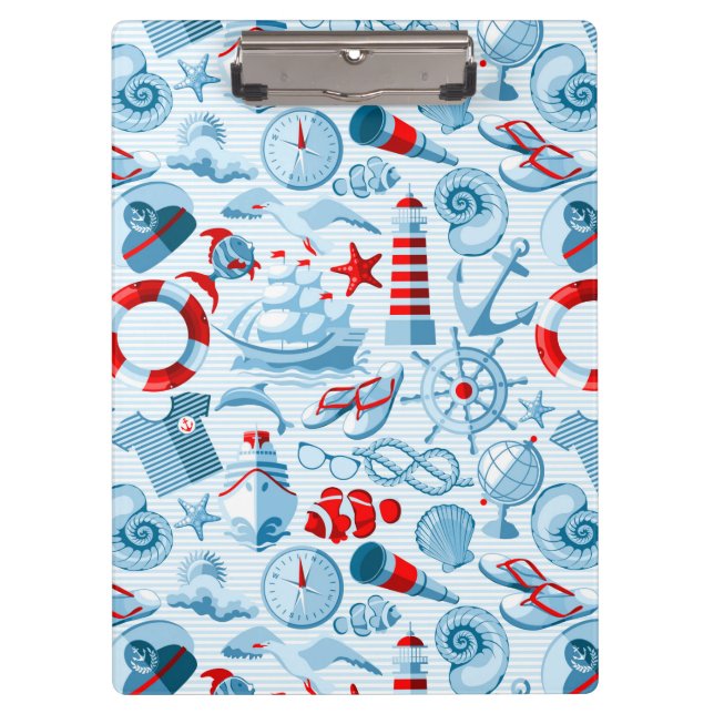 Porte-bloc Motif blanc et bleu rouge nautique (Devant)
