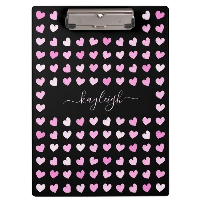 Porte-bloc Motif Coeurs roses (Devant)