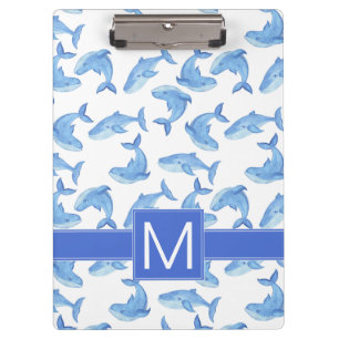 Porte-bloc Motif de baleine bleue d'aquarelle