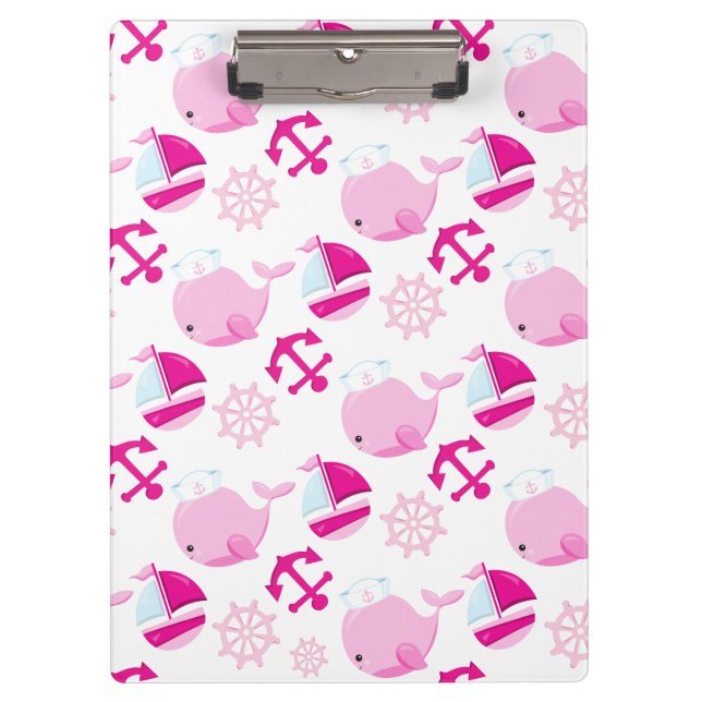 Porte-bloc Motif De Baleines, Beaux Baleines, Baleines Roses (Devant)