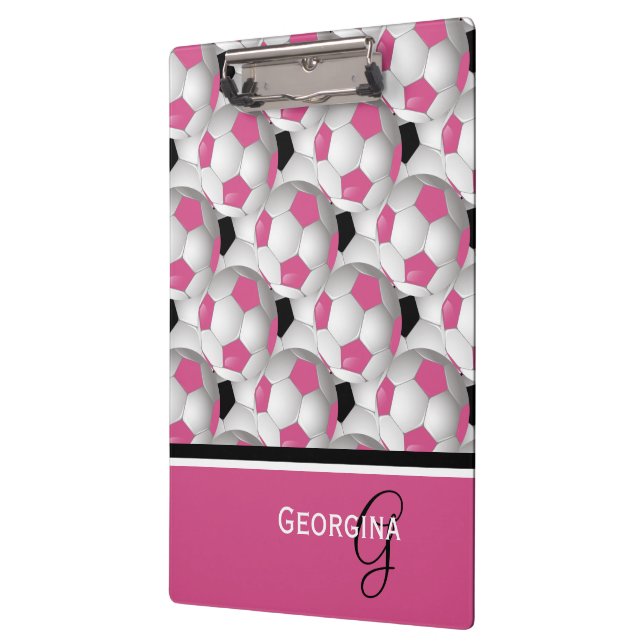 Porte-bloc Motif de balle de soccer rose Monogram (Gauche)