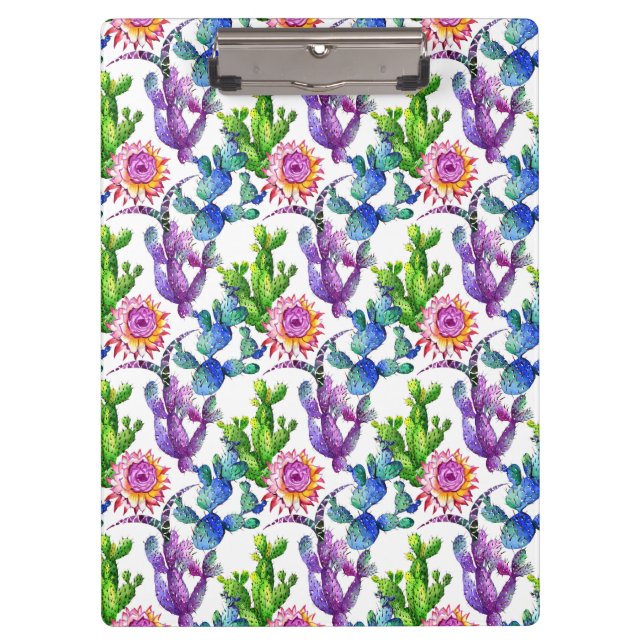 Porte-bloc Motif de cactus de fleur sauvage d'aquarelle (Devant)