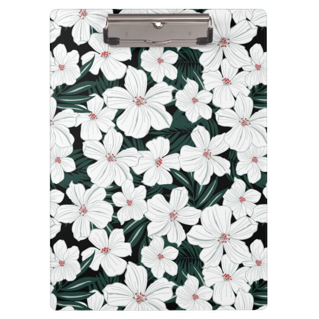 Porte-bloc Motif de fleurs tropical blanc (Devant)