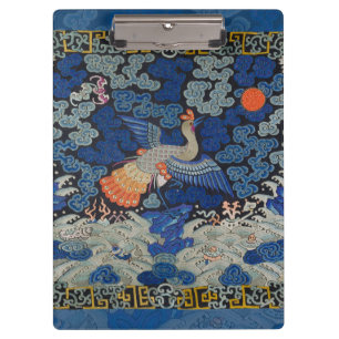 Porte-bloc Motif de grue chinoise vintage : bleu impérial